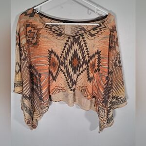 Western/Aztec Oversized Flowy Crop Top Size Medium